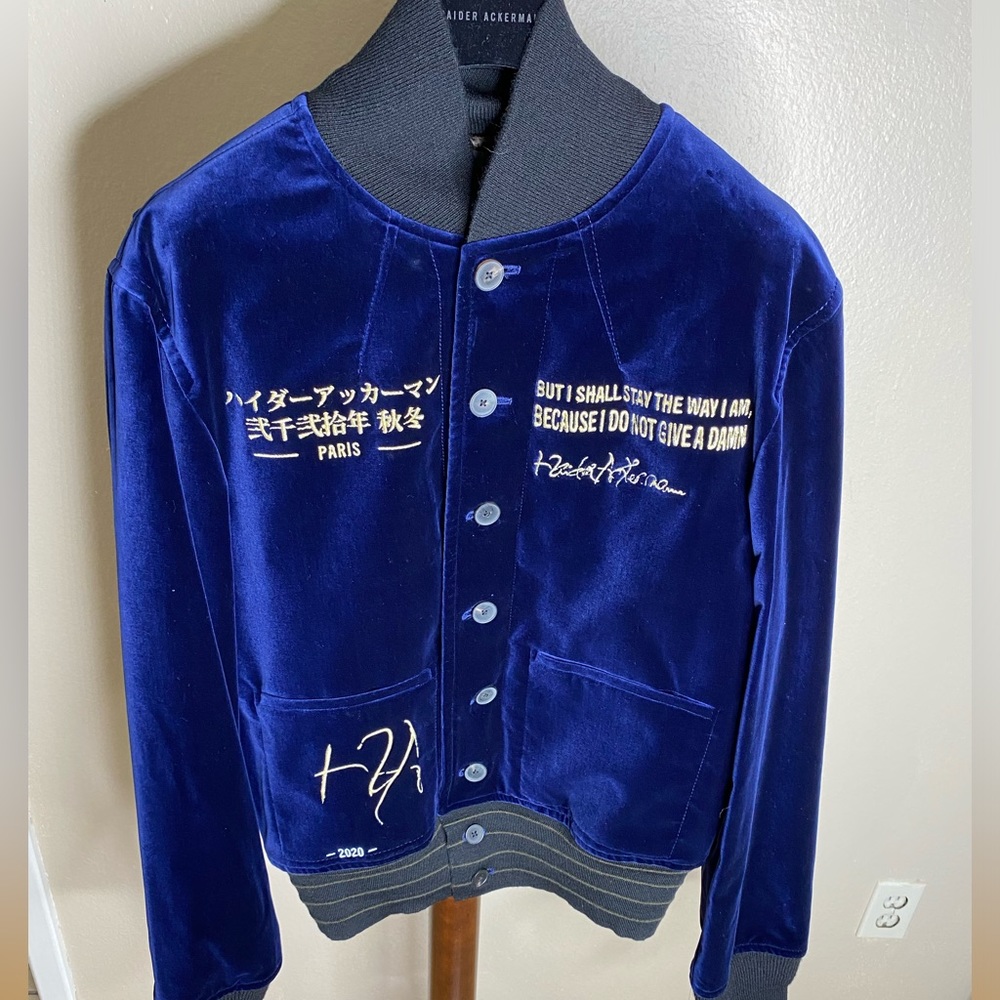 Haider Ackermann Blue Aviator Men’s Jacket Size small